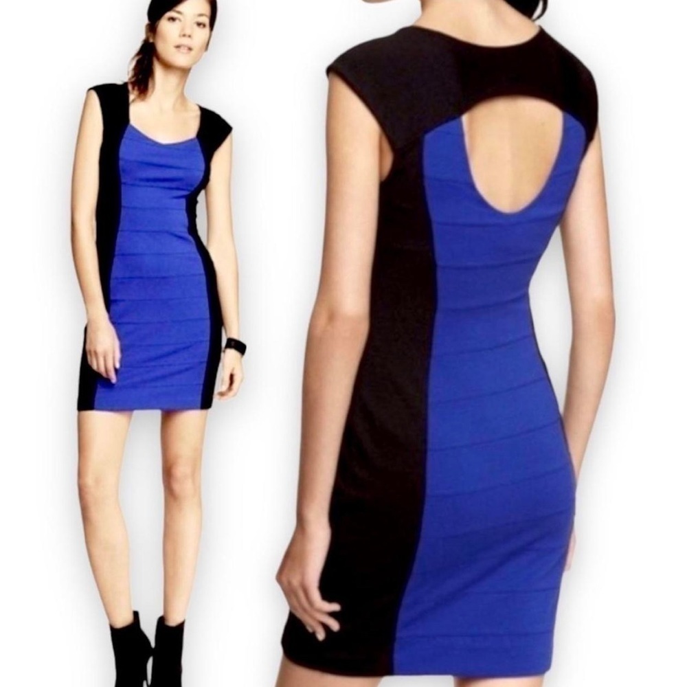 EXPRESS Black & Blue Bodycon Mini Dress Size 6